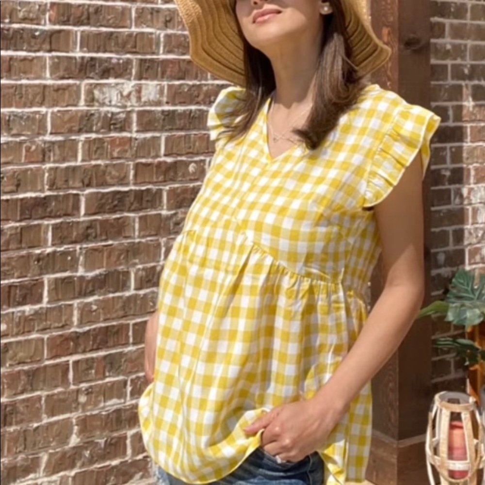 Yellow gingham top